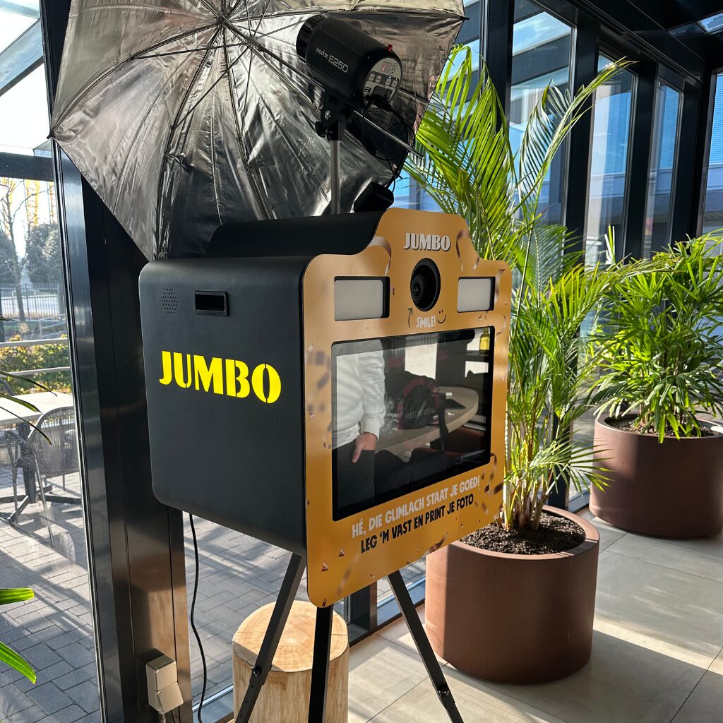 Custom photobooth in de huisstijl van Jumbo